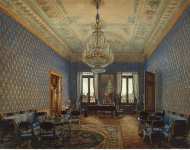 Ukhtomsky Konstantin Andreyevich Interiors of the Winter Palace. The Drawing-Room of Grand Princess Maria Nikolayevna - Hermitage